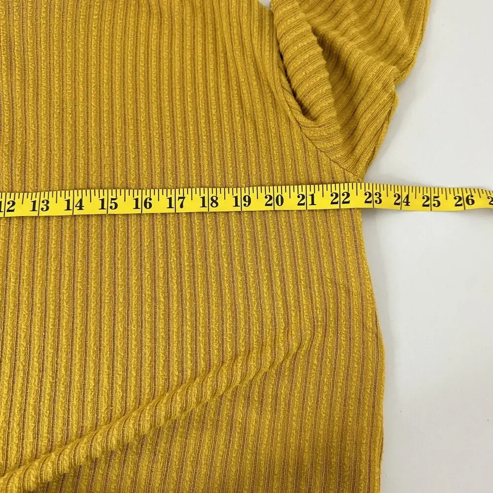 Maeve Anthropologie Sweater Women Small Cowl Neck Mustard Ribbed Oversized Vanna